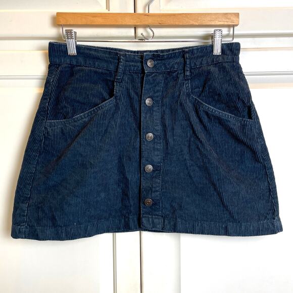 Free People Ray Corduroy Mini Skirt Black Sz 6 100% Cotton High Waist - Picture 2 of 10